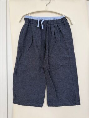 Zara Dark Blue Knit Casual Kids Pants with Light Blue Waistband